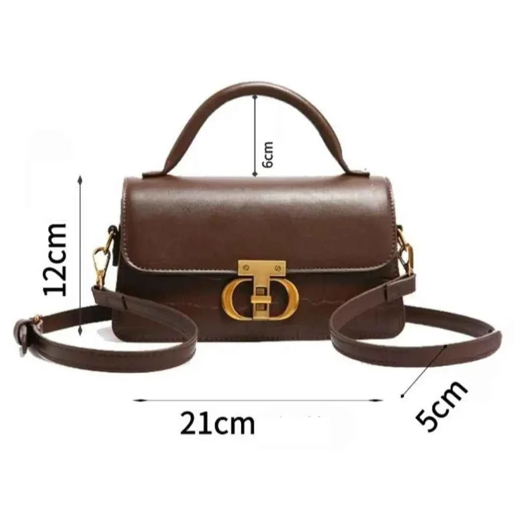 Bolsa Estruturada Feminina de Couro PU com Alça de Mão e Fecho Dourado – Oralina