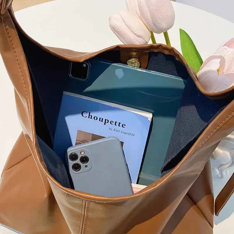 Bolsa Hobo Feminina Grande de Couro PU Macio com Alça Ajustável – Talilina