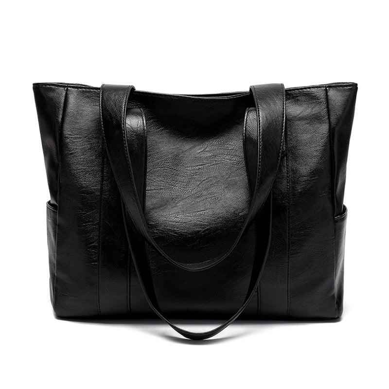 Bolsa Tote Feminina Grande de Couro PU com Alça de Ombro e Bolsos Laterais – Valalina
