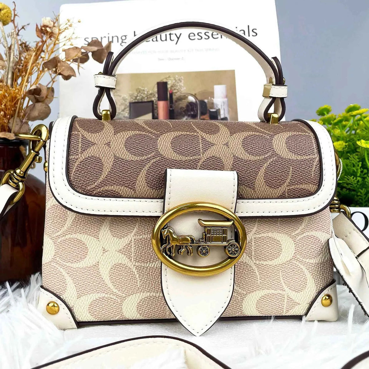 Bolsa Estruturada Feminina de Luxo com Fecho Metálico – Calalia