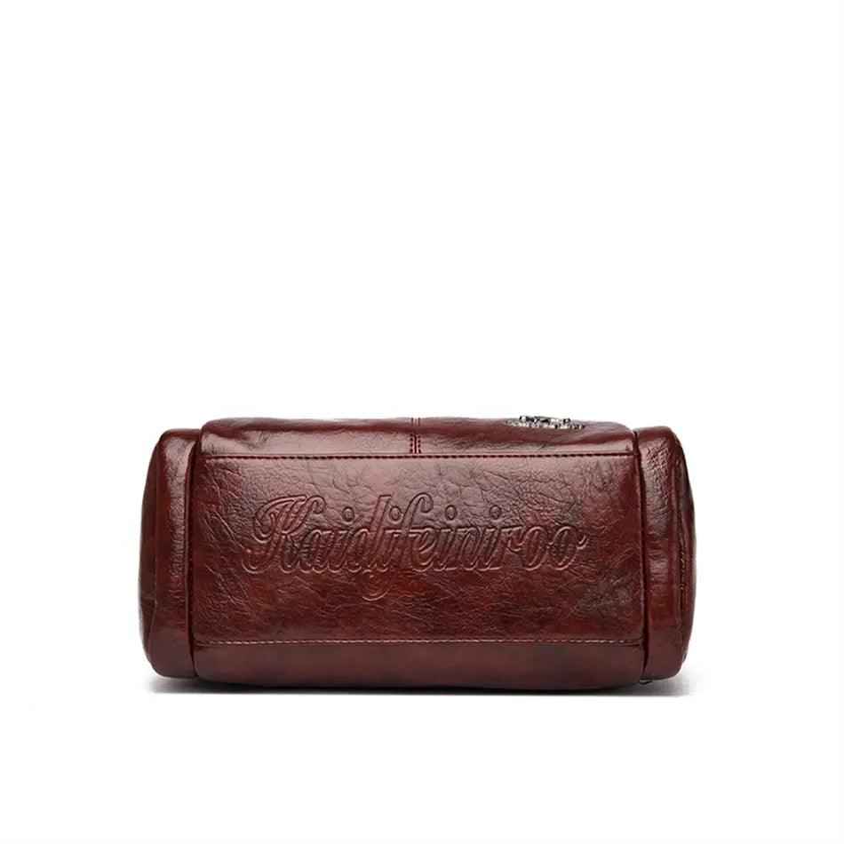 Bolsa Feminina Estruturada de Couro PU com Efeito Polido e Alça Transversal – Avalia