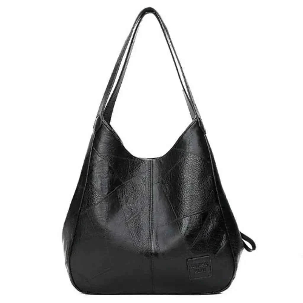 Bolsa Hobo Feminina Grande em Couro PU com Design Patchwork – Seralina