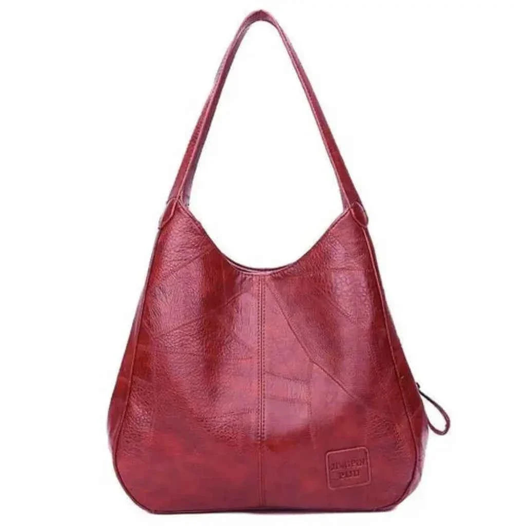 Bolsa Hobo Feminina Grande em Couro PU com Design Patchwork – Seralina