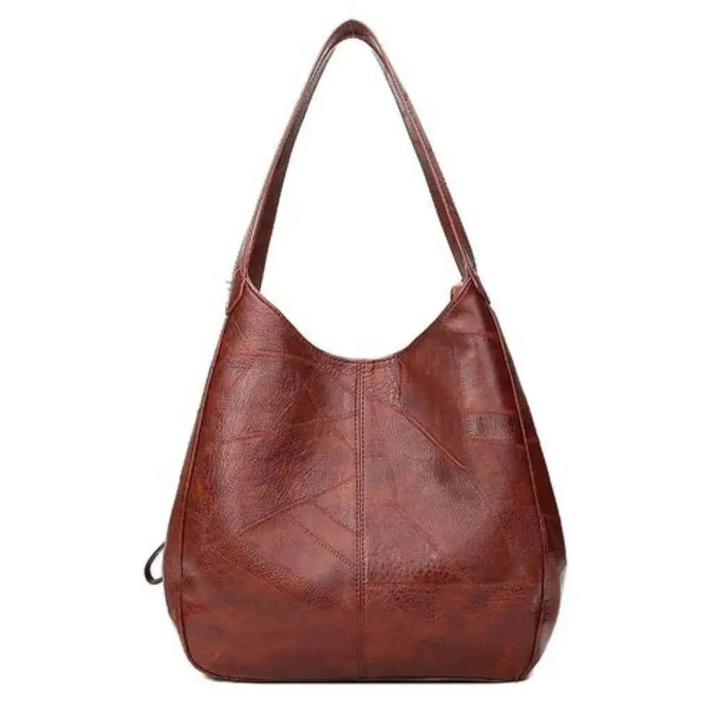 Bolsa Hobo Feminina Grande em Couro PU com Design Patchwork – Seralina