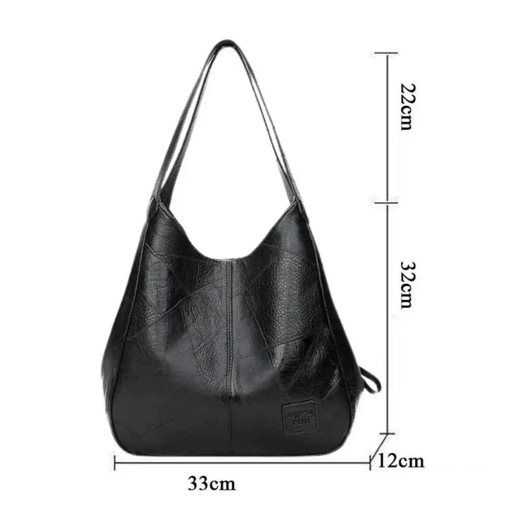 Bolsa Hobo Feminina Grande em Couro PU com Design Patchwork – Seralina