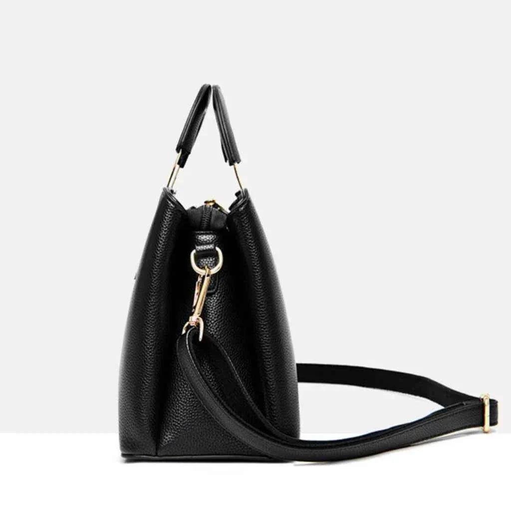 Bolsa Tote Estruturada de Couro PU Granulado com Alças Arquitetônicas de Metal – Nalalia