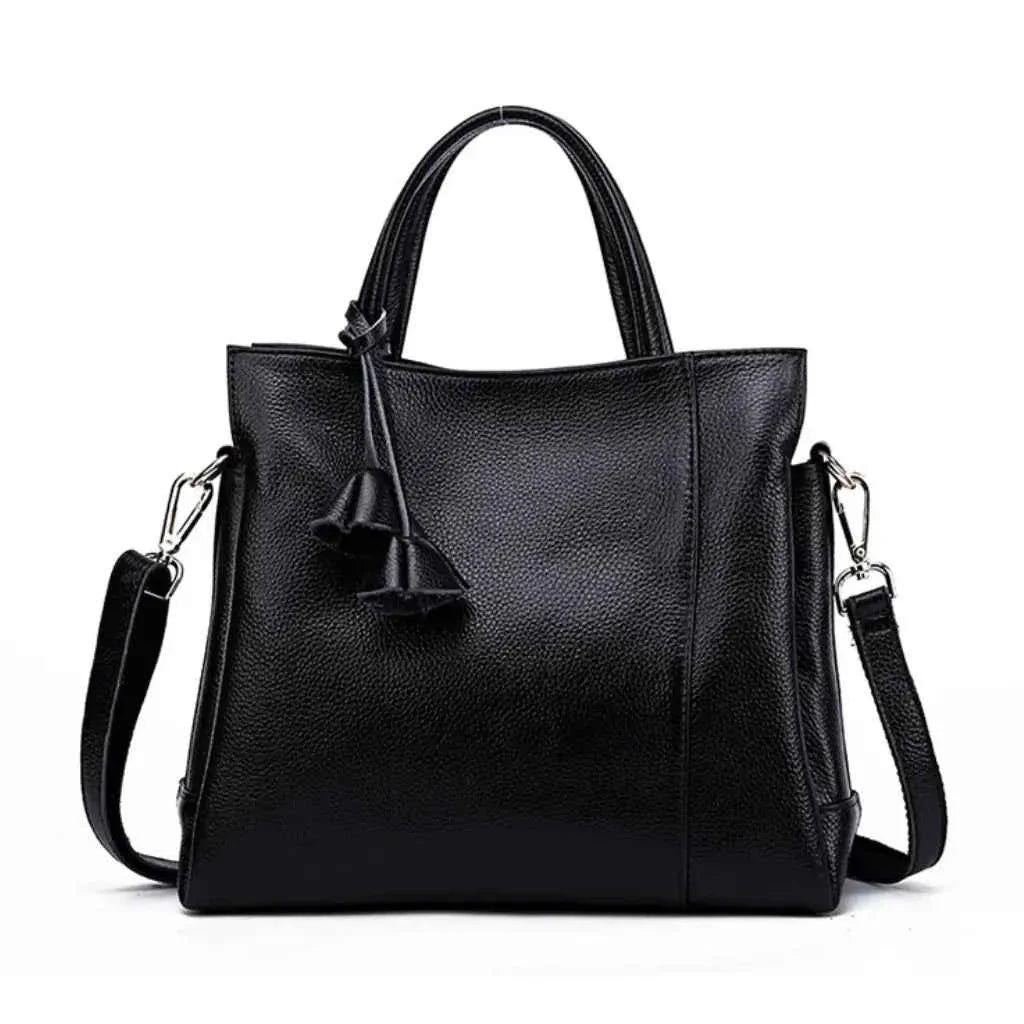 Bolsa Tote Feminina de Couro PU Granulado com Alça Transversal e Tassel – Velilina