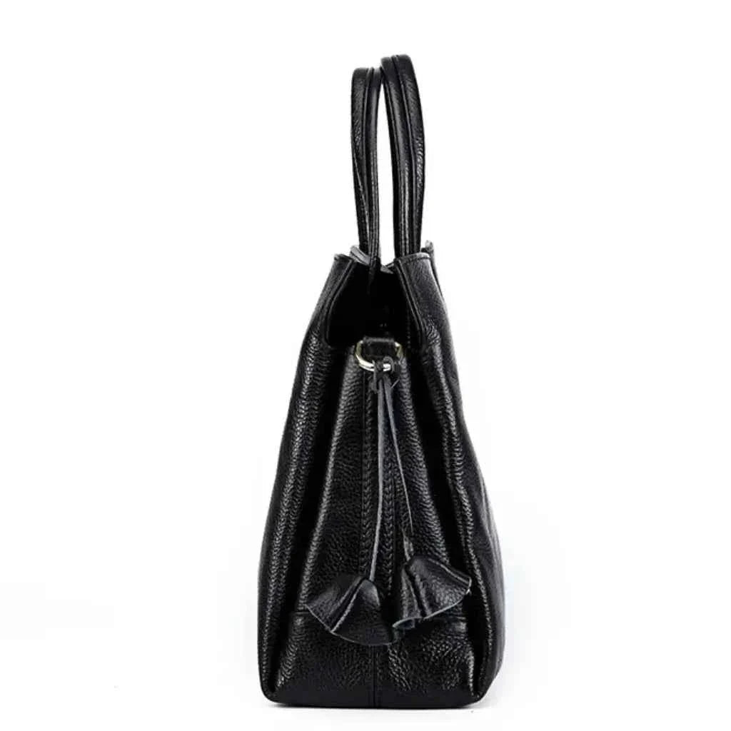 Bolsa Tote Feminina de Couro PU Granulado com Alça Transversal e Tassel – Velilina