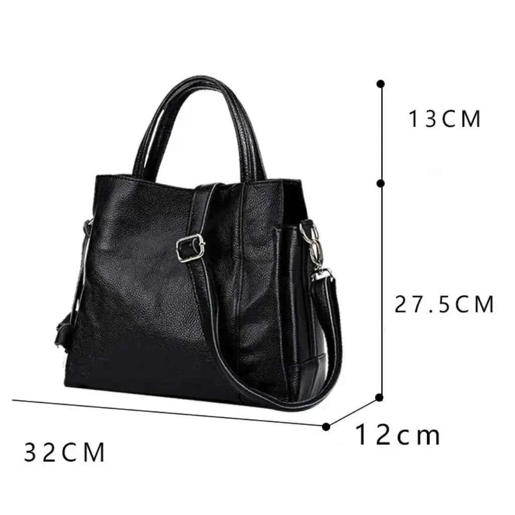 Bolsa Tote Feminina de Couro PU Granulado com Alça Transversal e Tassel – Velilina