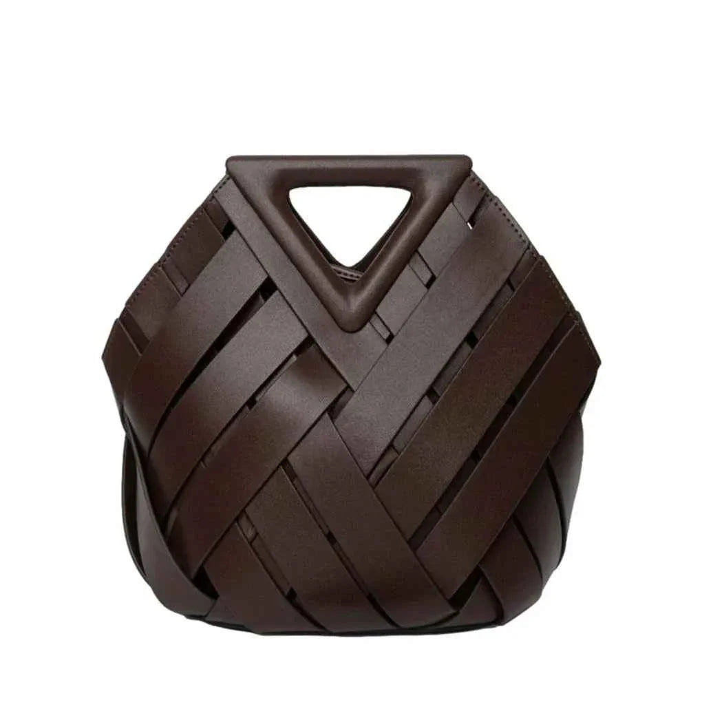 Bolsa Feminina de Couro PU com Trama Geométrica – Belilia