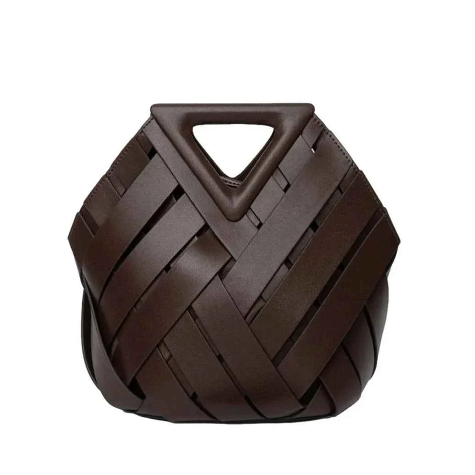 Bolsa Feminina de Couro PU com Trama Geométrica – Belilia