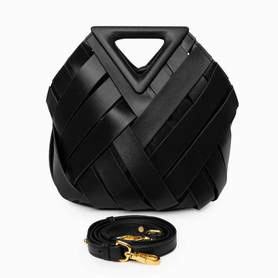Bolsa Feminina de Couro PU com Trama Geométrica – Belilia