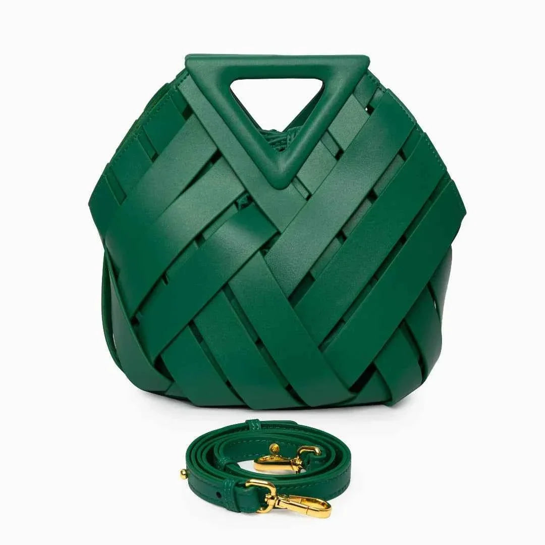 Bolsa Feminina de Couro PU com Trama Geométrica – Belilia