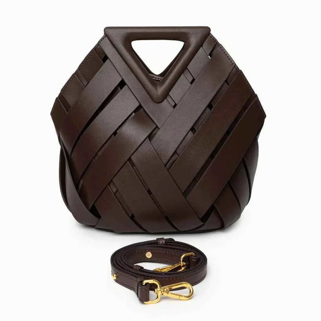 Bolsa Feminina de Couro PU com Trama Geométrica – Belilia