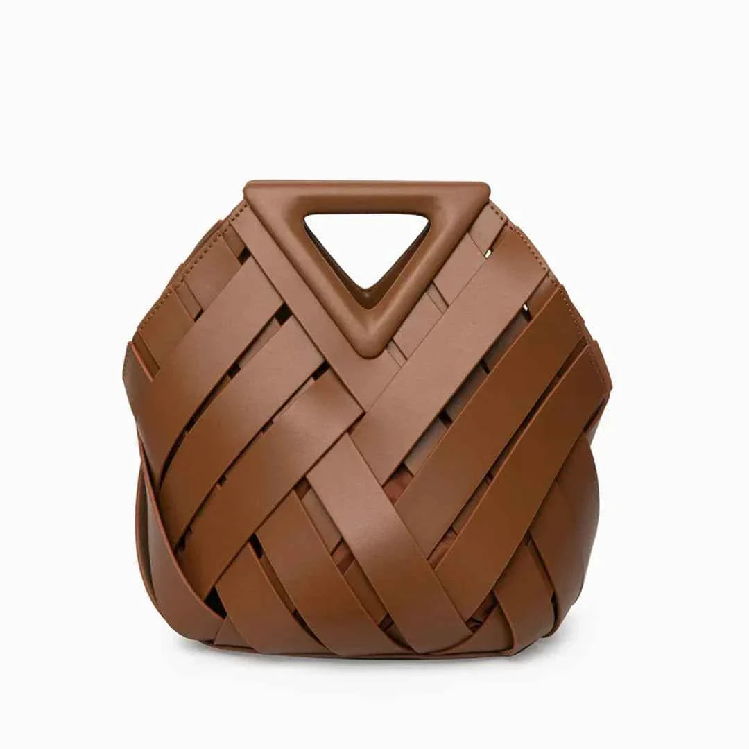 Bolsa Feminina de Couro PU com Trama Geométrica – Belilia
