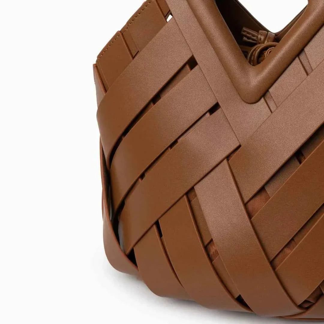 Bolsa Feminina de Couro PU com Trama Geométrica – Belilia