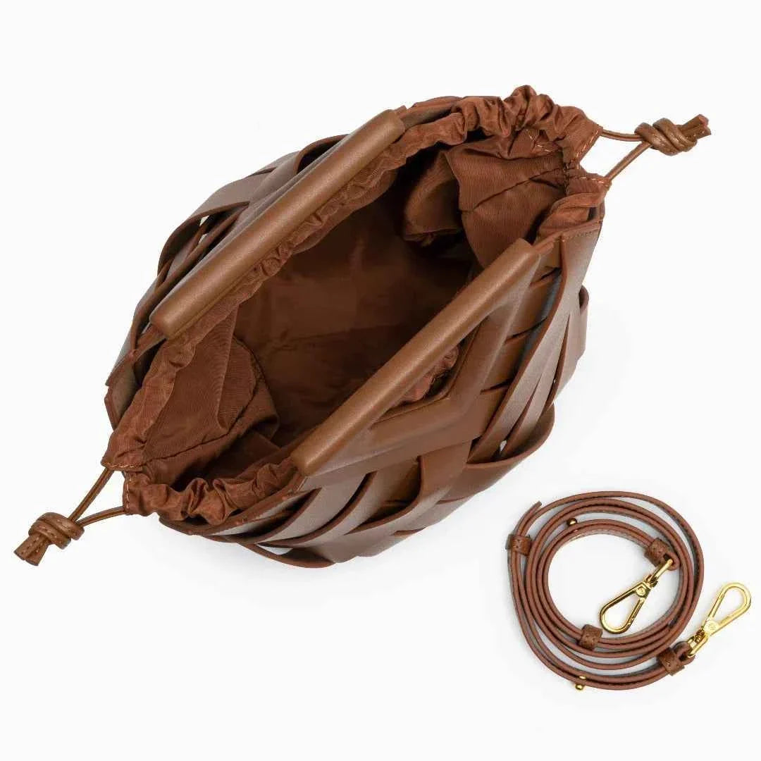 Bolsa Feminina de Couro PU com Trama Geométrica – Belilia