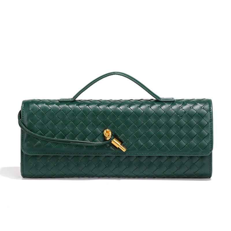 Bolsa Clutch de Luxo Feminina em Couro Trançado com Alça de Mão – Lialia