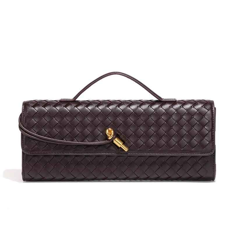 Bolsa Clutch de Luxo Feminina em Couro Trançado com Alça de Mão – Lialia