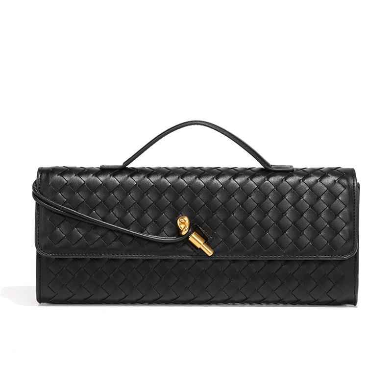 Bolsa Clutch de Luxo Feminina em Couro Trançado com Alça de Mão – Lialia