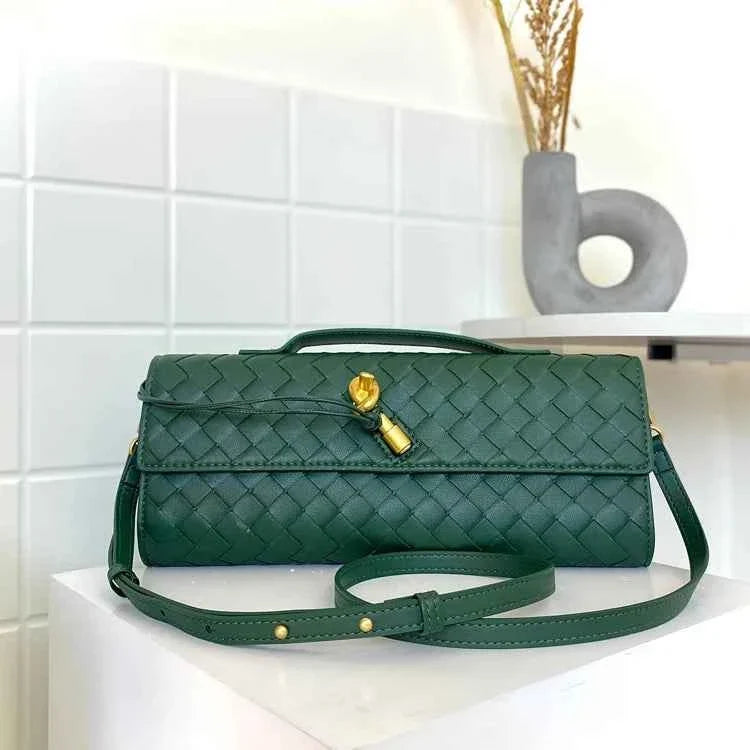 Bolsa Clutch de Luxo Feminina em Couro Trançado com Alça de Mão – Lialia