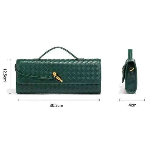 Bolsa Clutch de Luxo Feminina em Couro Trançado com Alça de Mão – Lialia
