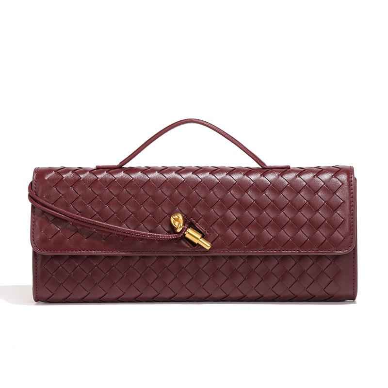 Bolsa Clutch de Luxo Feminina em Couro Trançado com Alça de Mão – Lialia