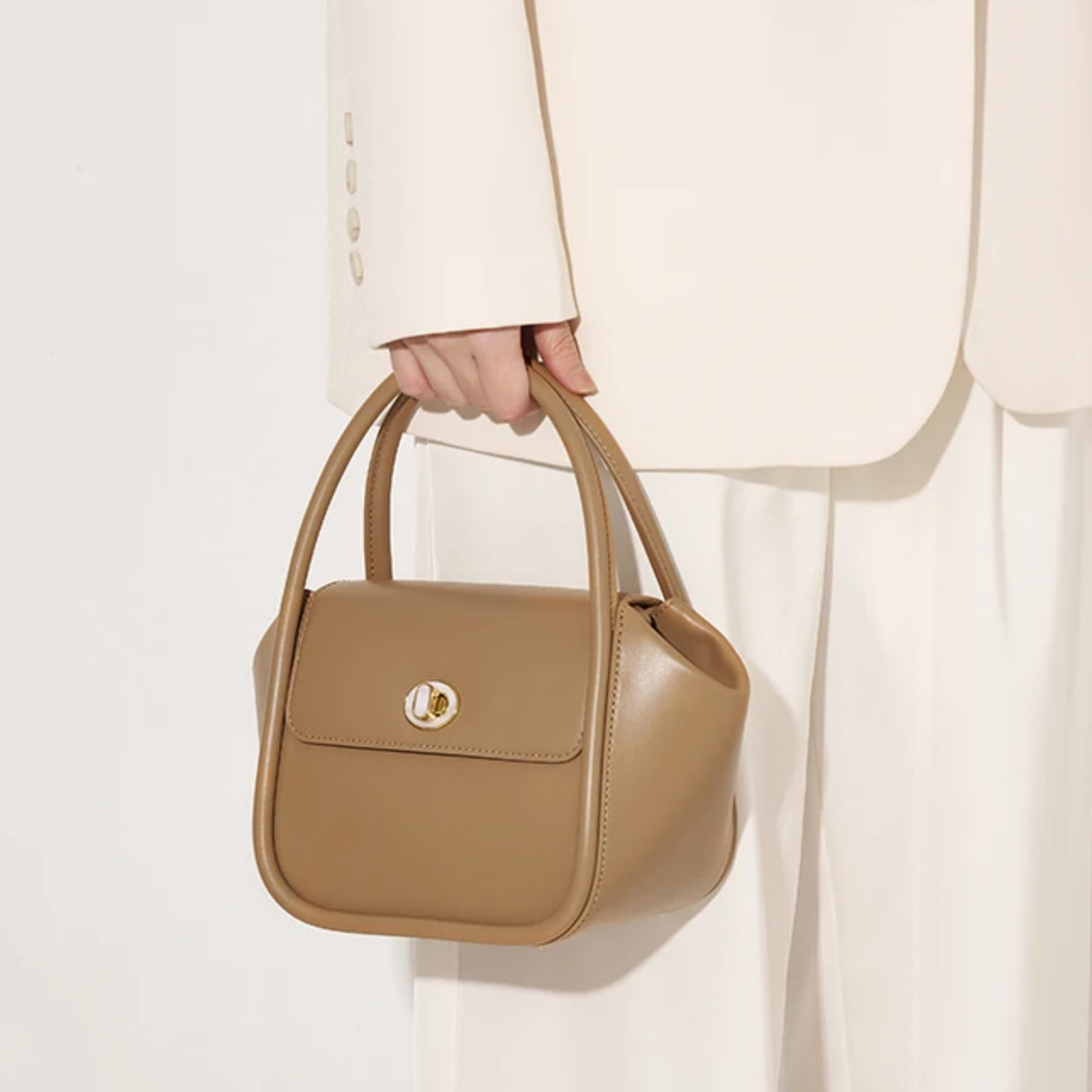 Bolsa de Luxo Estruturada de Couro com Alça Superior – Kalilia