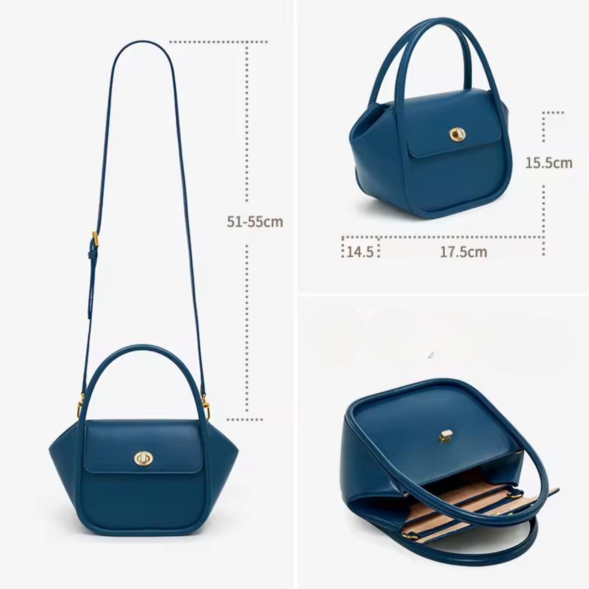Bolsa de Luxo Estruturada de Couro com Alça Superior – Kalilia