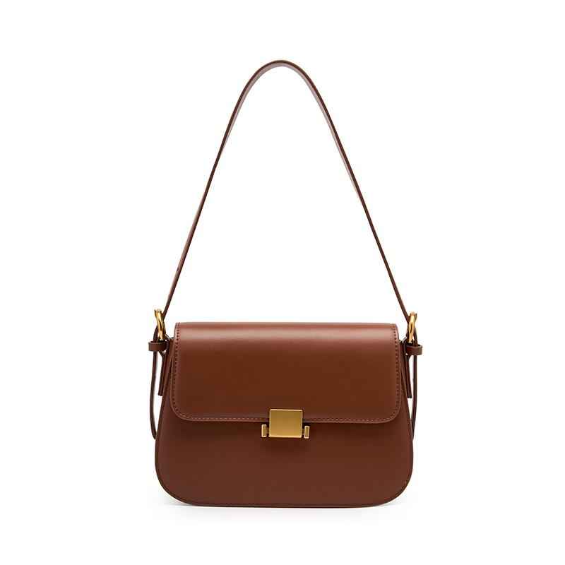 Bolsa de Ombro Feminina de Luxo Estruturada com Alça Curta e Fecho Metálico – Fiolia