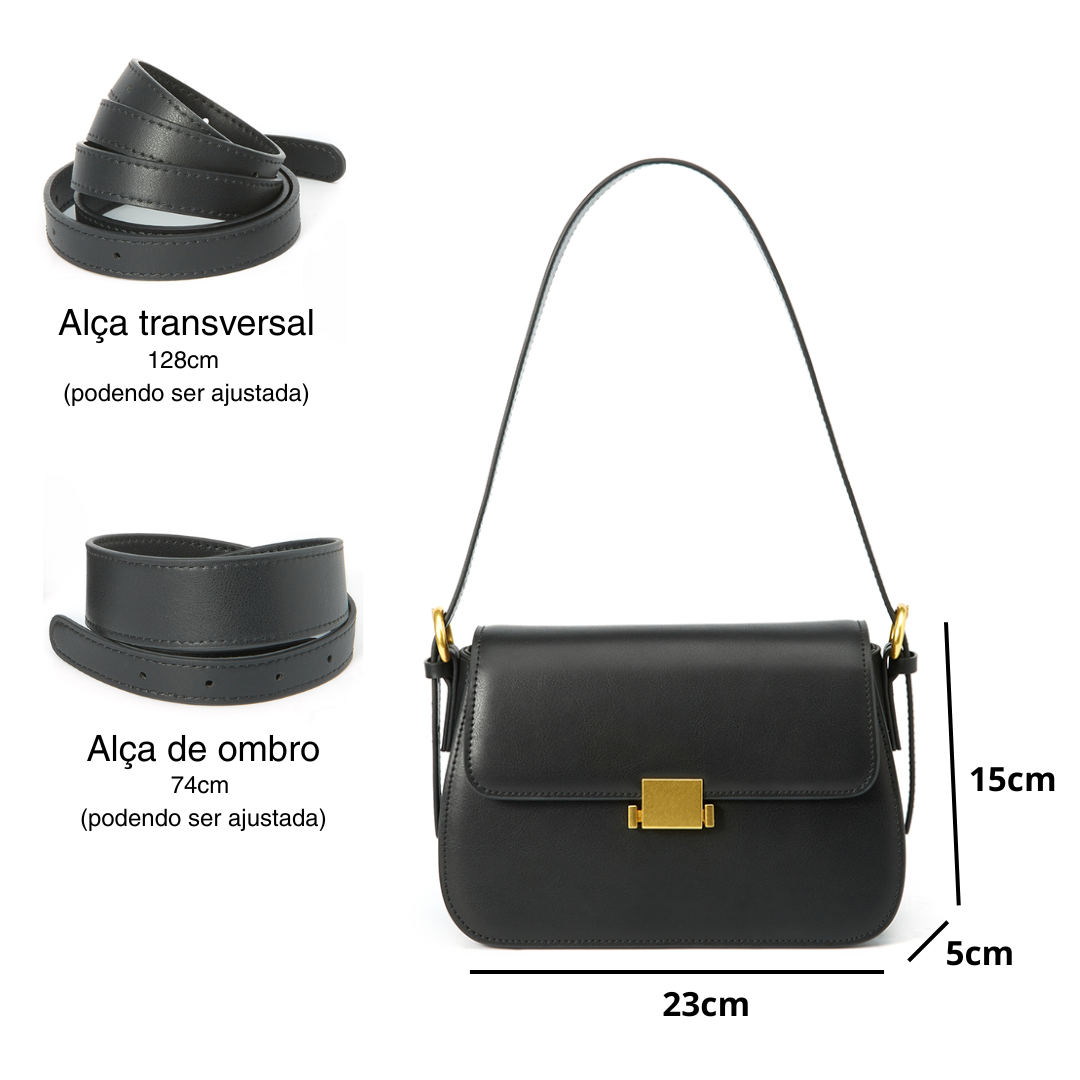 Bolsa de Ombro Feminina de Luxo Estruturada com Alça Curta e Fecho Metálico – Fiolia
