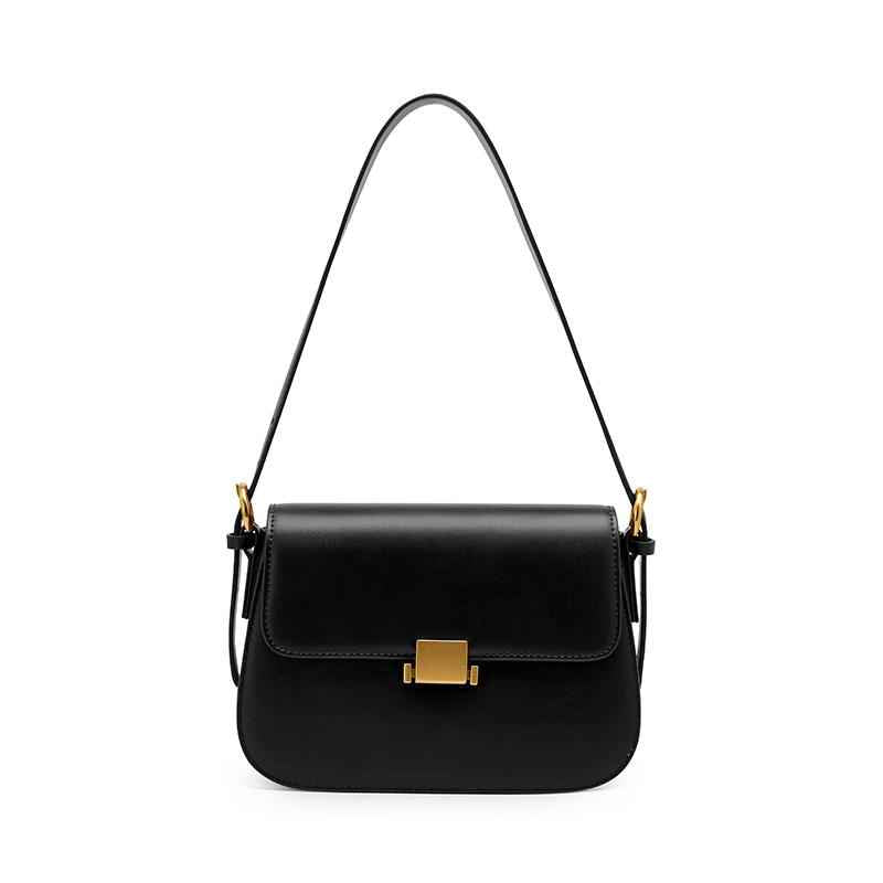 Bolsa de Ombro Feminina de Luxo Estruturada com Alça Curta e Fecho Metálico – Fiolia