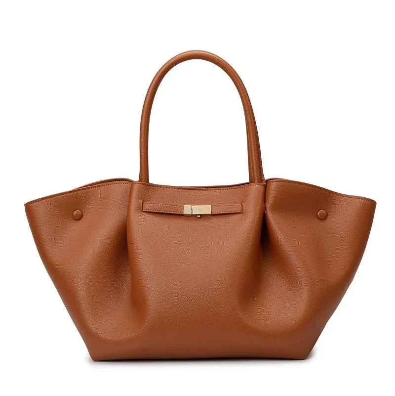 Bolsa Tote de Luxo Feminina em Couro Estruturado Grande com Alça de Ombro – Lealia