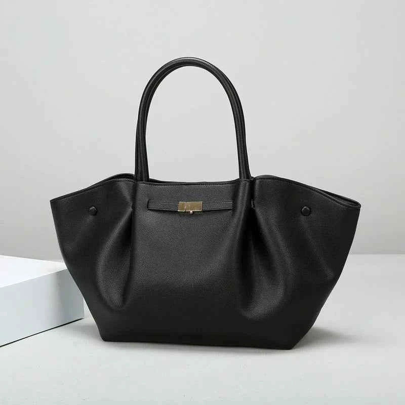 Bolsa Tote de Luxo Feminina em Couro Estruturado Grande com Alça de Ombro – Lealia