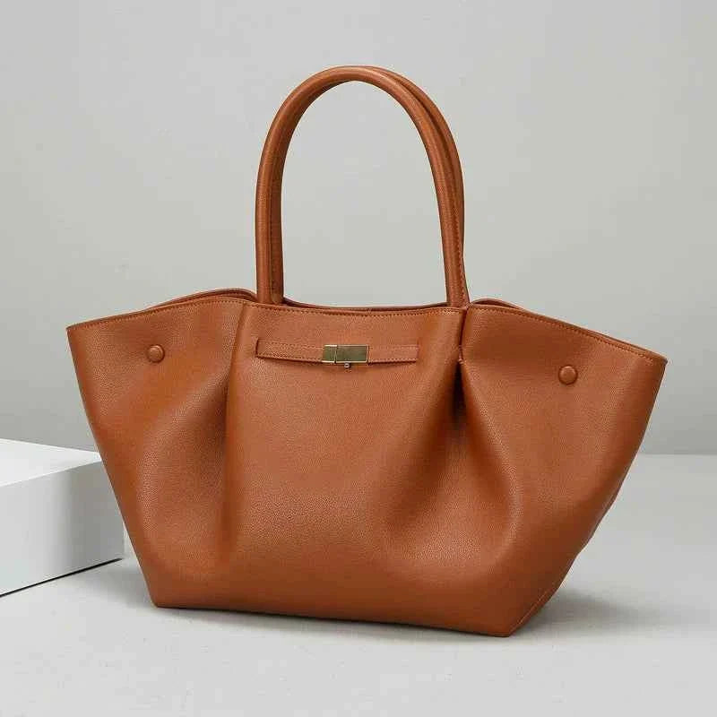 Bolsa Tote de Luxo Feminina em Couro Estruturado Grande com Alça de Ombro – Lealia
