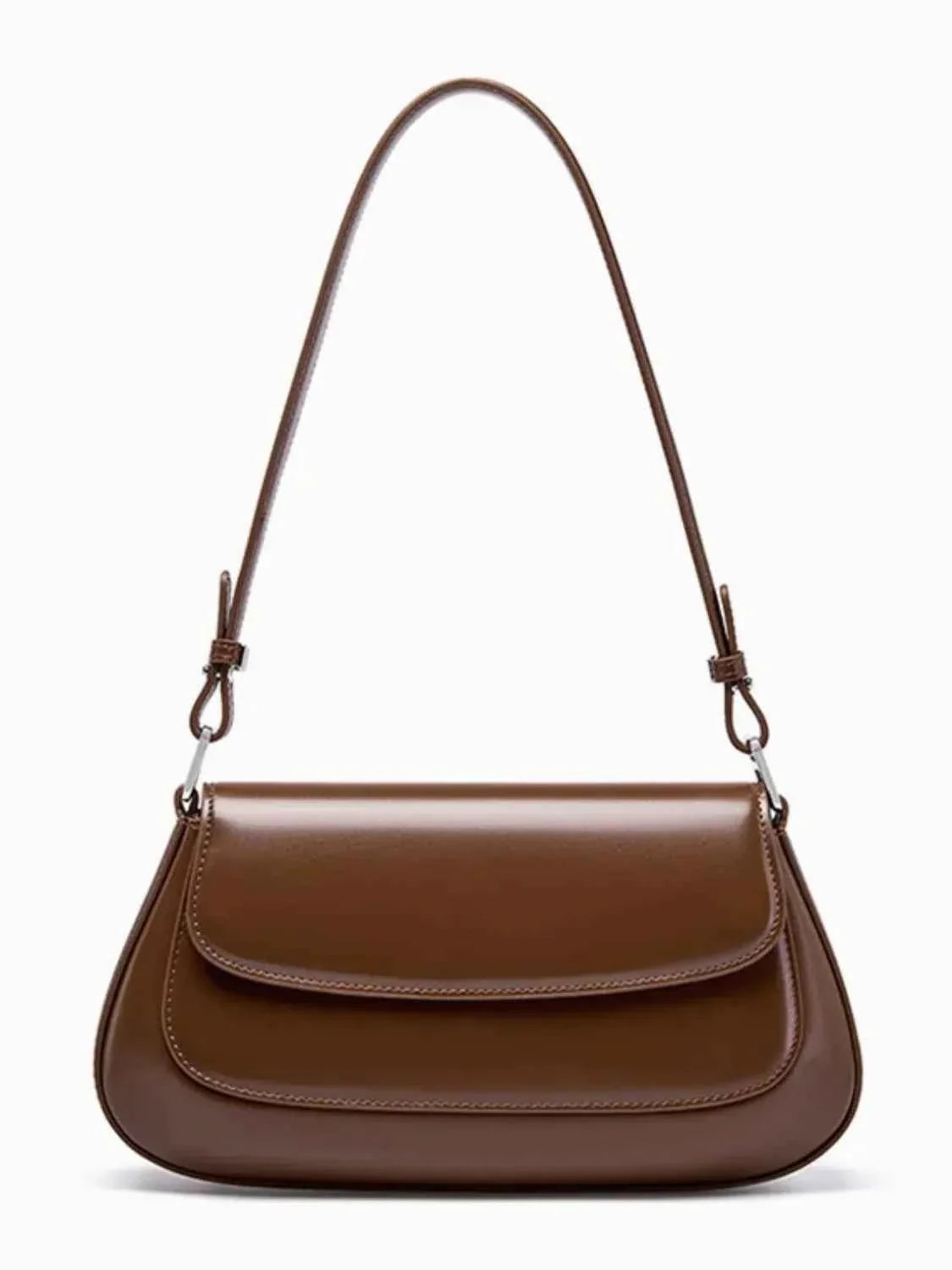 Bolsa de Ombro Feminina em Couro Preto Minimalista Estruturada – Laralia