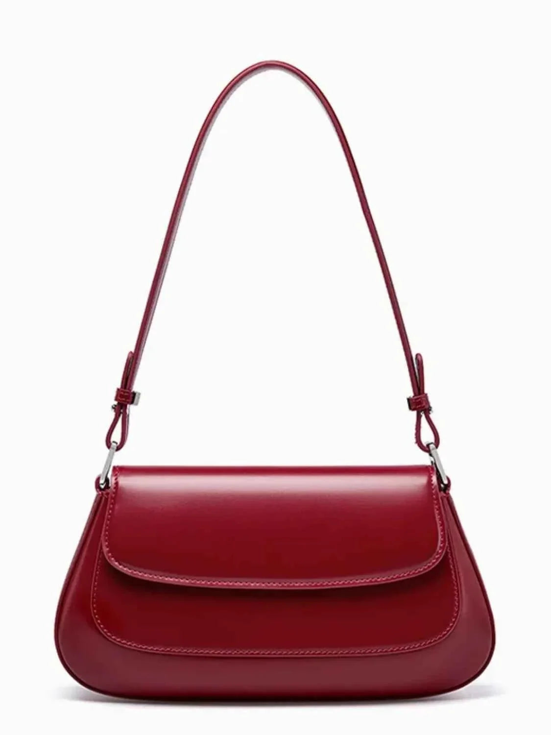 Bolsa de Ombro Feminina em Couro Preto Minimalista Estruturada – Laralia