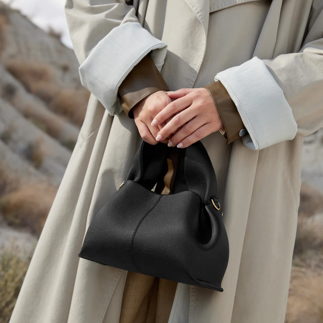 Bolsa de Luxo Feminina em Couro Legítimo Estruturado com Alça de Ombro – Lelilia