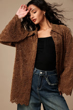 Camisa de Renda Feminina Oversized com Manga Ampla – Nalalina