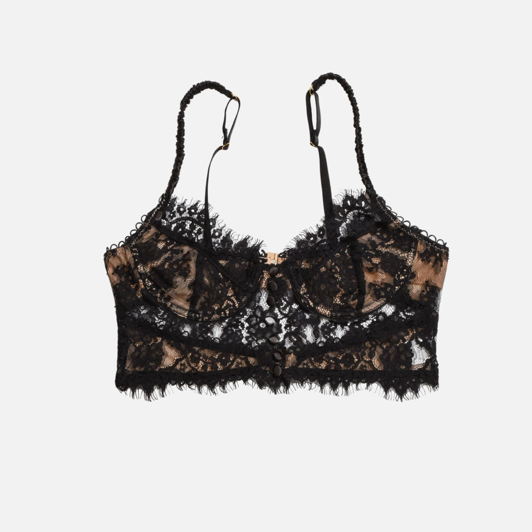 Top Cropped de Renda Floral com Barbatanas Estruturadas – Luma