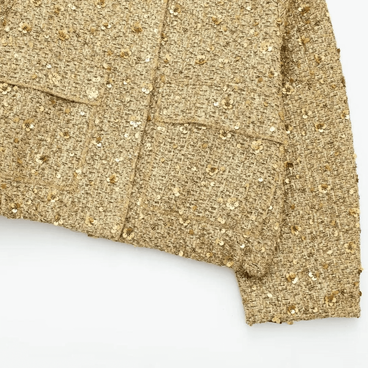 Casaco Dourado de Tweed com Brilho para Festa – Oralia