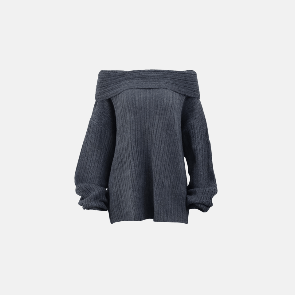 Blusa de Tricô Ombro a Ombro Feminina Oversized em Malha Texturizada – Ralilia