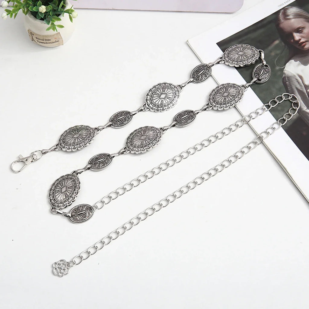 Cinto Feminino de Corrente Metálica com Medalhões Boho – Jade
