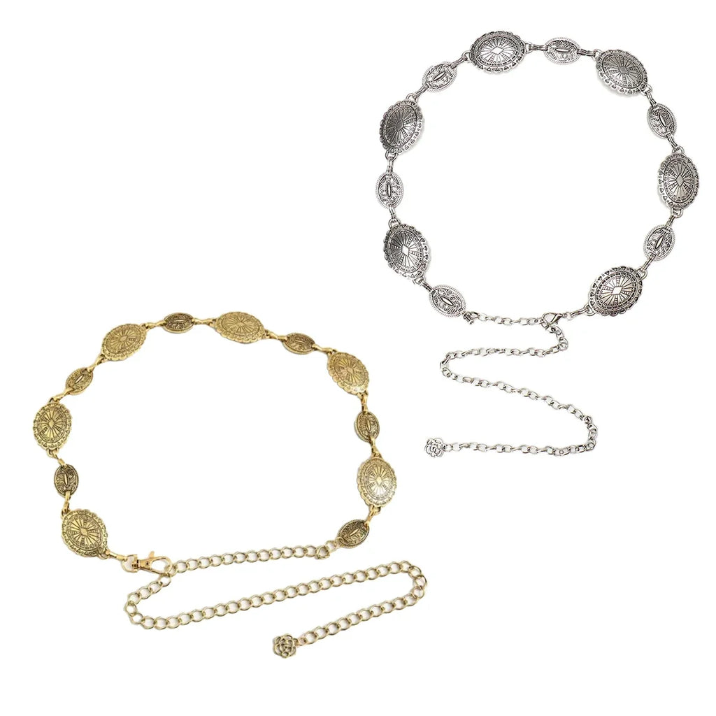 Cinto Feminino de Corrente Metálica com Medalhões Boho – Jade