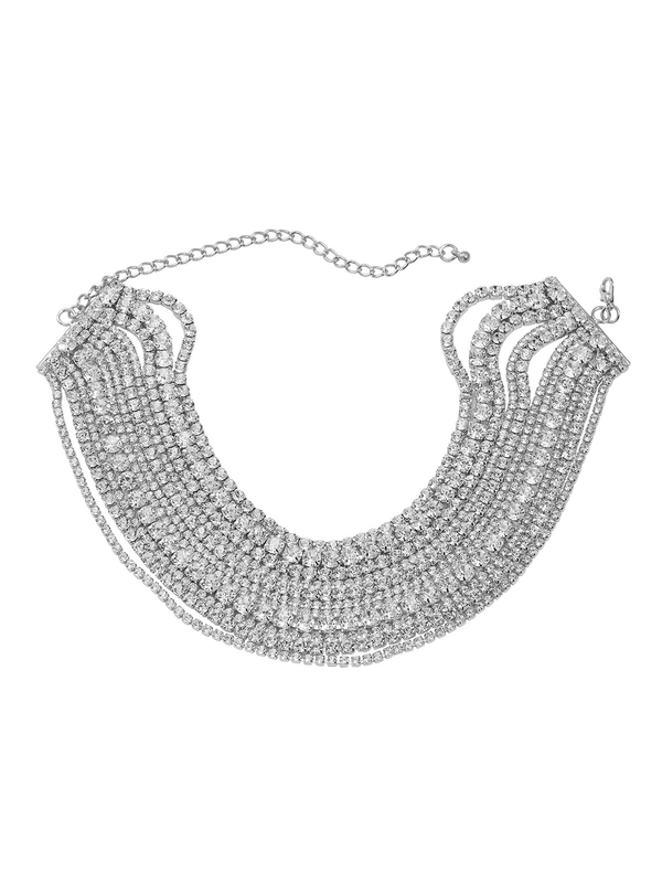 Maxi Colar Choker de Cristal com Múltiplas Camadas Brilhantes – Talinara