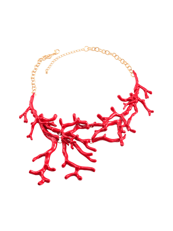 Maxi Colar Statement com Design de Coral Vermelho – Selanara