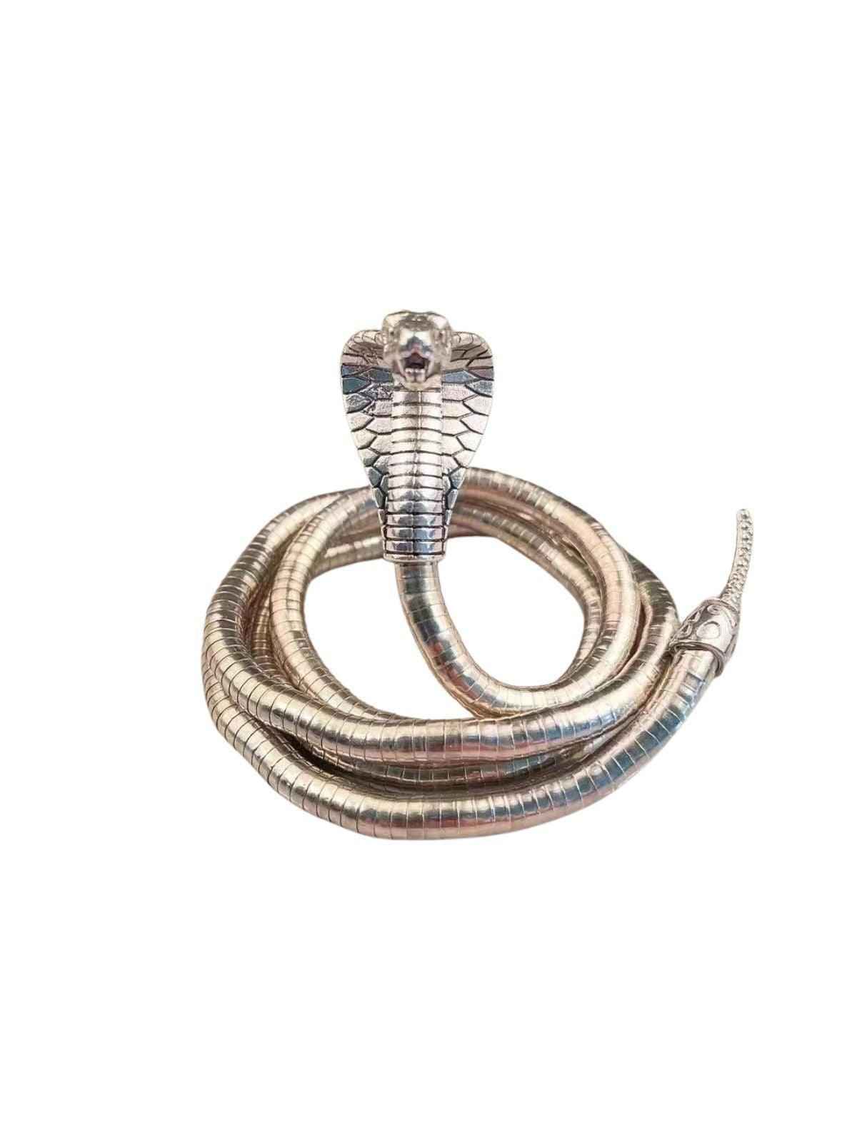 Maxi Colar de Serpente Articulado em Metal Prateado – Solanara