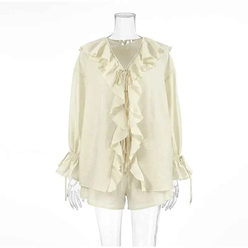 Conjunto Feminino de Viscose com Babados – Brinara