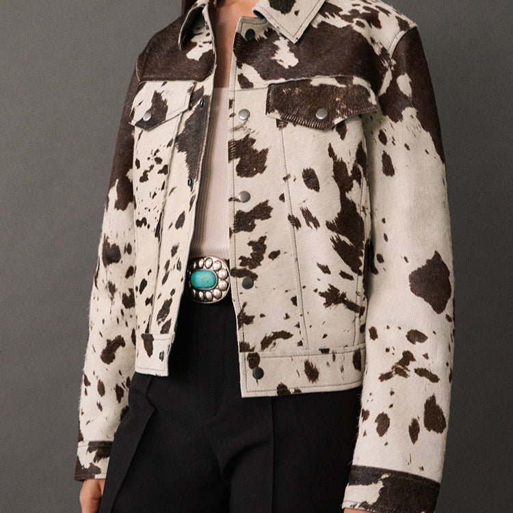 Jaqueta Trucker de Couro Eco Animal Print – Galinara