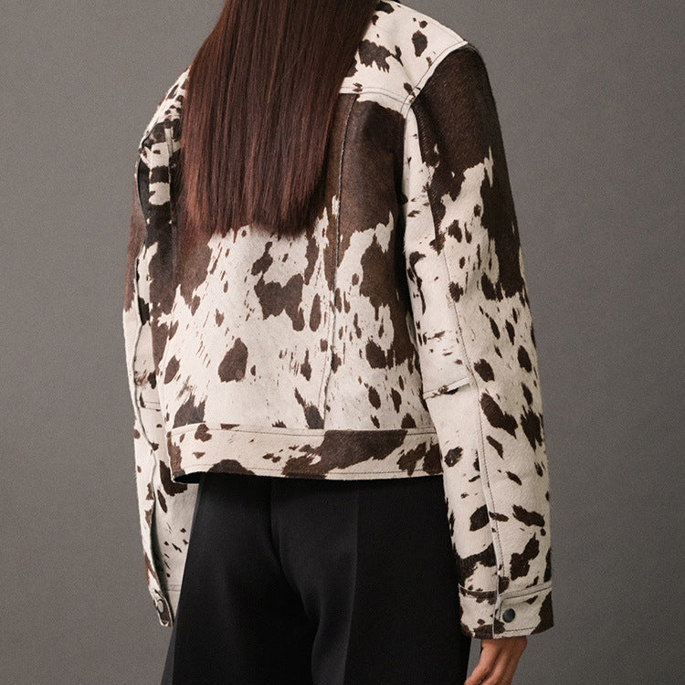 Jaqueta Trucker de Couro Eco Animal Print – Galinara